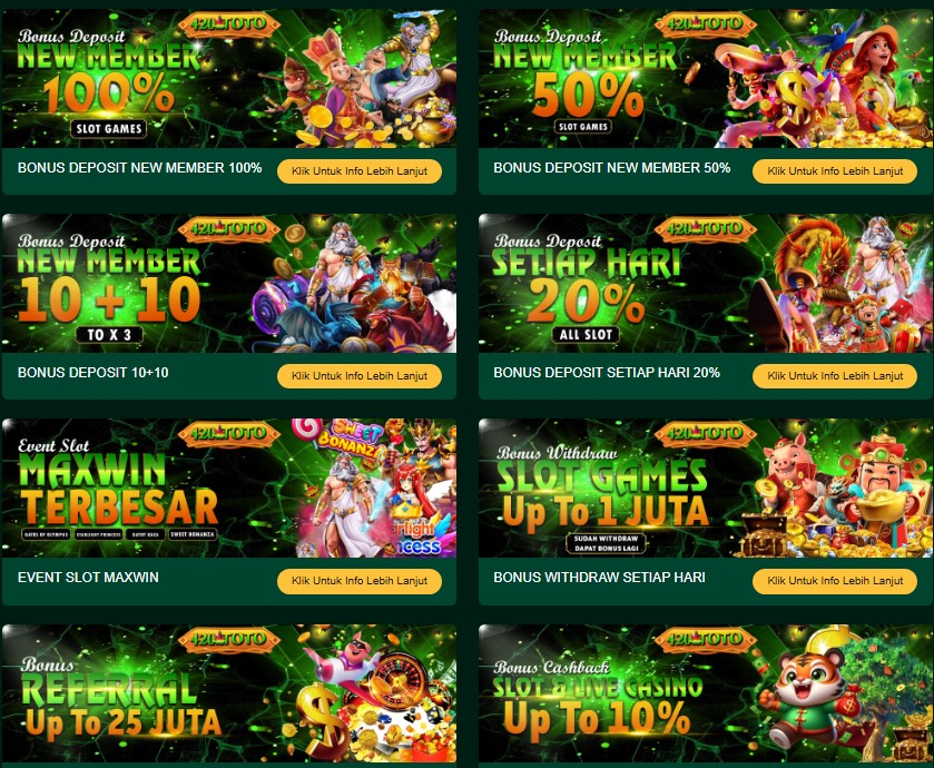 420TOTO: Situs SLOT BONUS NEW MEMBER 100 di Awal To Kecil Terpercaya Mudah Maxwin